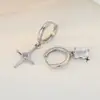 Pendientes Asimétricos de Plata de Ley 925 con Aguja, Cruz y Circonita, Nuevo Diseño de Tendencia 2025, Joyería para Orejas