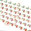 Cadena de aceite de acero inoxidable de doble cara con cerezas, estilo vintage, transfronteriza, cadena esmaltada pintada en oro de 18k, accesorios para joyería DIY