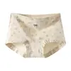 Roupa íntima feminina popular de cintura alta, 100% algodão Grau A, não aperta, ajustada ao quadril, estampa floral, cuecas boxer pequenas para meninas, forro antibacteriano 10A