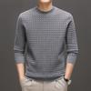 Suéter de punto de lana jacquard a cuadros mezclado de manga larga para hombre de otoño e invierno, cuello redondo, moda, cálido, camiseta interior