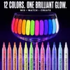 Bolígrafo fluorescente UV de 12 colores transfronterizo, marcador reactivo a UV, juego de bolígrafos para pintar graffiti DIY en tazas de vidrio