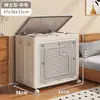 Caixa Organizadora de Roupas, Grande Capacidade, Organizador Doméstico Extra Grande com Tampa Articulada, Rodas e Design Dobrável para Guardar Roupas e Colchas