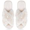 Chinelo de Pelúcia Cruzado Amazon Cross-Border Mais Vendido Cheio de Pérolas Noiva Madrinha Casamento Despedida de Solteira Versátil
