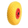 300-4 Rueda de Plástico Rojo con Rayos de Rueda de Hierro Llanta de Espuma Fabricante de Qingdao Personalizada 300-4 Rueda de Espuma de Poliuretano PU