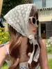 Pañuelo de Cabeza Triangular de Encaje Blanco Bufanda de Seda Retro Francesa Pastoral para Mujer Protección Solar Lazo para la Cintura Cubre Cadera Tocado Multifuncional
