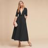 Nova Coleção Outono 2026 Europeia e Americana de Roupas Femininas para Comércio Exterior, Vestido Formal, Vestido Longo de Manga Média para Amazon, Vestido Sexy com Decote V