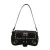 2025 Nova Bolsa de Ombro com Texto Spice Girl Rebite Bolsa Transversal Design Personalizado Fashionável Bolsa Baguete de Motociclista para Axila Feminina