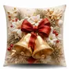 Funda de Almohada Navideña Impresa en 3D Set de 4 Piezas con Cascabeles, Papá Noel, Ángel, Muñeco de Nieve, Funda para Cojín de Sofá, Venta al por Mayor para Fiestas