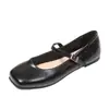 Sapatos Mary Jane Planos Femininos Quadrados Suaves 2026 Nova Coleção Primavera Verão Retrô Marrom Estilo Noturno com Saias Sapatos Mary Jane