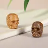 Nuevas Cuentas Sueltas Talladas de Calavera de Sándalo para Pulsera Tejida a Mano DIY, Collar, Colgante, Accesorios de Madera Maciza