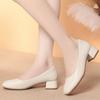 Zapatos Negros de Cuero con Punta Cuadrada de 4 cm Tacón Grueso Zapatos de Trabajo para Mujer Suela Suave Cómodos Zapatos de Trabajo Formales para Entrevista de Banco Calzado para Mujer