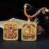 Templo Lingyin Tíbet Colgante Thangka Ocho Deidades Guardianas Collar Thangka Collar Thangka de Acero de Titanio Caja Gau