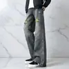 2026 Verano Retro Americano Jeans de Trabajo Desgastados Casuales de Pierna Recta Pantalones Largos para Hombre Holgados de Pierna Ancha