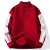 Artículo Popular Transfronterizo Moda de Moda Cuello Alto Botones Tejido Capa Base Tejido Hombre Rojo Blanco Crudo