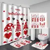 Cortina de ducha para mampara de baño rosa estilo europeo y americano de Papá Noel, cortina de ducha de tela de poliéster con diseño de elfo y estrella transfronterizo, venta al por mayor desde el fabricante