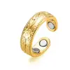 Set de Pulsera y Anillo Magnéticos Transfronterizos, Pulsera Magnética con Diseño de Flor, Joyería Unisex Estilo Retro Cepillado de Cobre Rojo Antiguo
