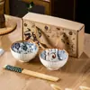 Boa Sorte Cerâmica Louça Tigela de Presente Porcelana Azul e Branca Lembrança Presente Prático Evento de Inauguração Drenagem Presente