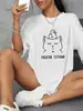 Camiseta Estampada con Texto Ruso 100% Algodón Puro Manga Corta para Mujer Casual Holgada Cuello Redondo