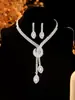 Joias de Noiva Europeias e Americanas Colar Brincos Conjunto de Joias Conjunto para Vestido de Banquete Corrente Moda Acessórios Versáteis Elegantes Atacado