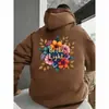 Sudadera con capucha para hombre para comercio exterior transfronterizo con estampado floral y patrón "Sé la Luz", corte holgado