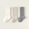 Calcetines para bebé recién nacido, Clase A, calcetines de tubo medio para otoño e invierno para bebés, cálidos y a prueba de frío, calcetines de invierno de color liso