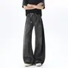 Jeans curvos de patrón de bambú lavado de alta calle americana para hombres y mujeres, pantalones casuales de silueta retro desgastada holgada de moda para otoño