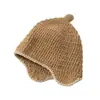 Orejeras pequeñas de estilo occidental para tirar, tejidas a mano ~ Gorro cálido simple de lana estilo coreano ins para niños y niñas, otoño e invierno
