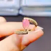 Anillo Popular de Ópalo Rosa Natural al por Mayor de Fábrica Plata S925 Incrustado Piedra Principal 5*8 Joyería de Lujo Venta Directa de Fábrica