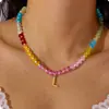 Amazon Transfronteiriça Nova Moda Cor Contas Carta Colar Ouro Bolha Letra Pingente Colar Moda Mulheres