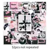52 pegatinas de graffiti estilo ins de polvo negro, pequeñas, frescas, más vendidas, decoración de tarjeta goo, DIY, taza de agua, funda de teléfono móvil, pegatinas para diario de mano
