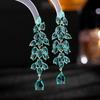 Aretes Largos de Lujo Ligero Hoja Inteligente Aguja de Plata s925 Accesorios de Cena para Vestido Aretes de Hoja con Borla de Aguja de Plata Mujeres