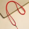 Fio Vermelho Fino Ajustável com Contas Vermelhas e Pingente de Jade Tecido à Mão para Homens e Mulheres com Fio para Pendurar e Fivela de Segurança