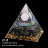 Pirámide de Cristal Natural de 8 cm Decoración Creativa para el Hogar Adorno Artesanal Bola de Cristal Envuelto en Resina Pirámide de Resina