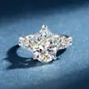 Anillo de Plata 925 Transfronterizo Europeo y Americano para Mujer, Anillo de Dedo Índice Estilo Ins Nicho, Anillo de Diamante Cortado Flor de Hielo en Forma de Gota, Anillo de Lujo Ligero