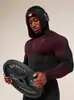 Camiseta Térmica de Manga Larga con Capucha para Hombre Gymshark Fitness Onyx5.0 Tiburón Musculoso Onyx Camiseta de Alta Elasticidad