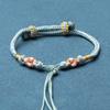 Pulsera de Cuerda Roja Ajustable Hecha a Mano DIY Semiterminada Doble Agujero Uso Libre Colgante de Cuentas de Jade