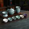 Conjunto de Chá Cerâmico Cinco Fornos Famosos Caixa de Presente para Casa e Escritório, Conjunto Completo de Chá Kung Fu, Item de Lembrança e Presente