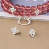 Pulsera de plata pura s925 finamente elaborada, chapada, con doble anillo y trébol de cuatro hojas, accesorio de plata, collar de múltiples anillos DIY, accesorio de plata