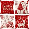 Decoración Navideña Dibujos Animados Estampado Navideño Funda de Cojín de Lino Funda para Cojín de Respaldo de Sofá de Sala de Estar Funda de Almohada Venta al por Mayor