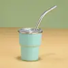 Vaso de vino pequeño de 3 oz para cambio de color en frío 304 transfronterizo, vaso con pajilla de succión de capa simple y doble, taza de acero inoxidable para sublimación, primera generación de pelo