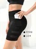 Calça de cinco pontos com malha dupla embutida, moderna, sexy, respirável, macia, confortável, justa ao corpo, que levanta o bumbum, sportswear feminino