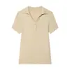Polo de Manga Corta con Cuello de Solapa, Tejido, Primavera Nueva Moda, Versátil, Delgado, Textura, Camisa Base, Camiseta