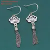 Aretes de plata de ley con cierre Ruyi y jade de cera de abeja de pavo real estilo étnico retro vintage aretes con carácter Xi flor pequeña aretes aretes