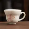 Xícara de chá de cerâmica com flor de cerejeira pintada à mão, conjunto de chá kung fu estilo japonês, xícara individual, xícara do mestre, xícara de degustação