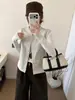 Chaleco jacket retro de cuello redondo estilo coreano para mujer, nueva colección otoño 2026, top corto holgado y casual para figuras petite