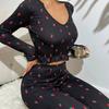 Amazon Temu Más Vendido Tk Ropa de Casa Europea y Americana Pijamas de Manga Larga Pantalones Ajustados Sexy de Encaje Conjunto de Pijamas