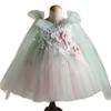 Vestido de Seda Yalinda para Crianças Flor Fada Super Fada Princesa Vestido Pequeno com Costas em V Sem Costas Vestido de Tela para Meninas