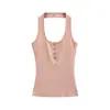 Lindo Top Regata com Gola Halter para Mulheres, Novo Estilo Verão 2026, Roupa de Praia, Top Sem Mangas Sexy Costas Nuas