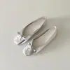 Temporada do Primeiro Encontro~ Sapatilhas Ballet Bico Redondo com Laço Francês para Mulheres, Sapatos Planos Mary Jane Elegantes Slip-On