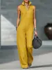 2026 Nuevo Traje de Mono Casual Holgado de Algodón y Lino con Cuello Alto sin Mangas para Mujer, Sitio Independiente Europeo y Americano de Amazon Transfronterizo
